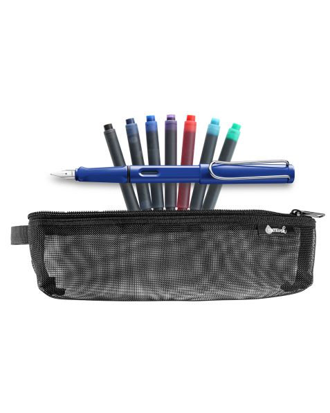 LAMY Back to School Kit - Fountain Pen with Assorted Refills & Pencil Case (Choose Colour)-Blue