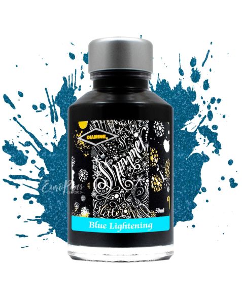 Diamine Shimmering Fountain Pen Bottled Ink - 50ml - Blue Lightning