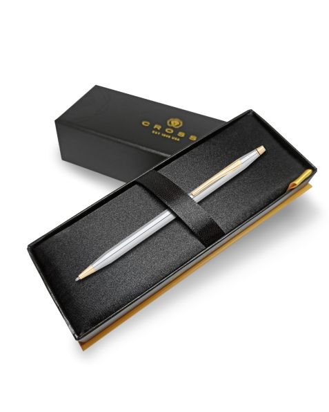 Cross Classic Century Medalist Ballpoint Pen - Chrome with 23 Carat Gold Plated Appointments 