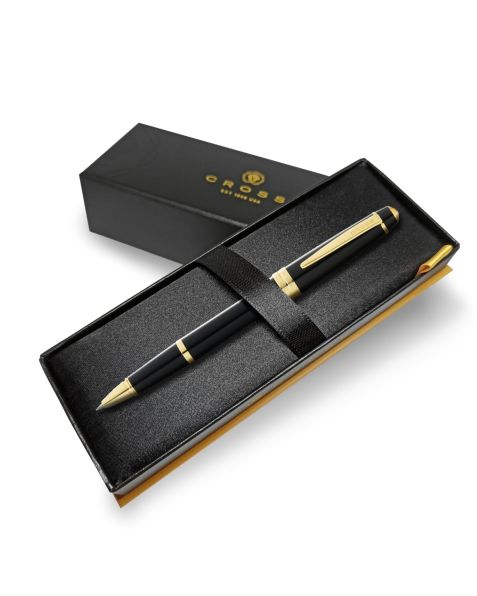 Cross Bailey Light Rollerball Pen - Black with Gold Trim (AT0745-9)