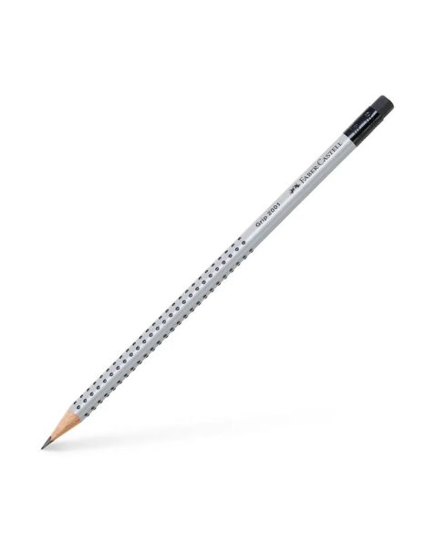 Faber-Castell Grip 2001 Pencil with Eraser - B - Grey
