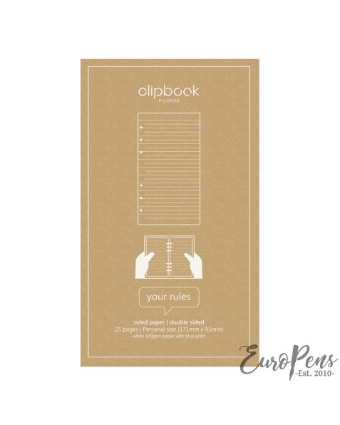 Filofax Personal Clipbook Ruled Refill Paper 