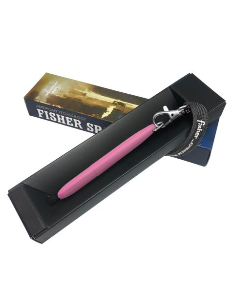 Fisher Space Pen Bullet BP – PINK WITH D RING AND BLACK FISHER LANYARD