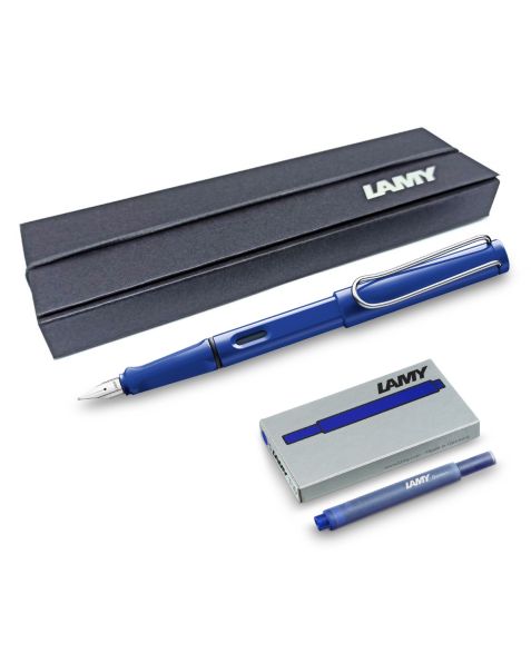 LAMY safari Fountain Pen - Blue (014) - Choose Your Nib Size + Free Ink Cartridges