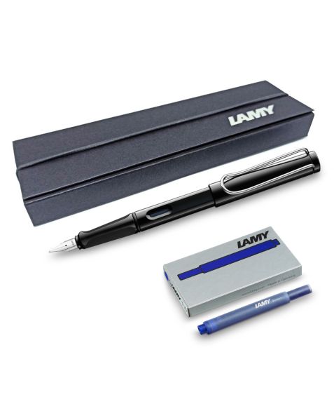 LAMY Safari Fountain Pen - Black (019) + Free Ink Cartridges