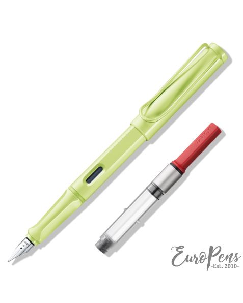 LAMY safari Fountain Pen - Deelite Spring Green (0D0) & Z28 Ink Converter - Bundle