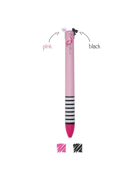 Legami Two-Colour Ballpoint Pen - Click&Clack - Flamingo
