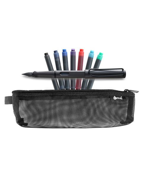 LAMY Back to School Kit - Fountain Pen with Assorted Refills & Pencil Case (Choose Colour)-Umber / Matt Black