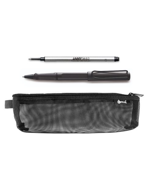 LAMY Back to School Kit - Rollerball Pen with Black Refill &amp; Pencil Case (Choose Colour)-Umber / Matt Black