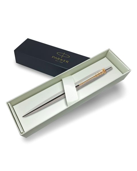 Parker Jotter Ballpoint Pen - Stainless Steel with Gold Trim