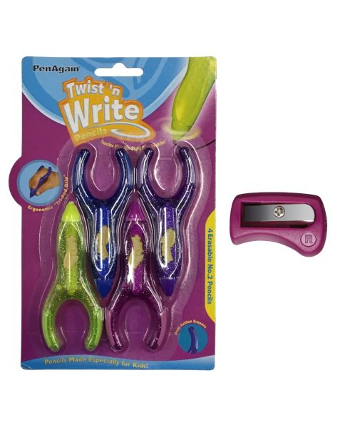 PenAgain Twist' N' Write Pencil (4 Pack) with STABILO® Sharpener (R handed)