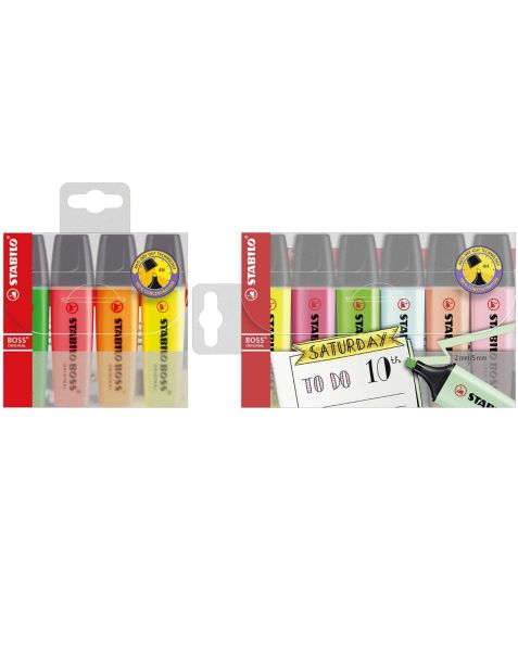 STABILO® Boss Highlighter Pens - Original x 4 & Original x 3/Pastel x 3