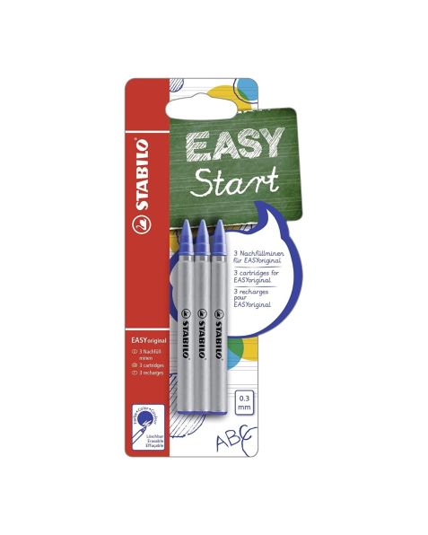 STABILO® EASYoriginal 0.3mm Rollerball Refills - Blue - Pack of 3