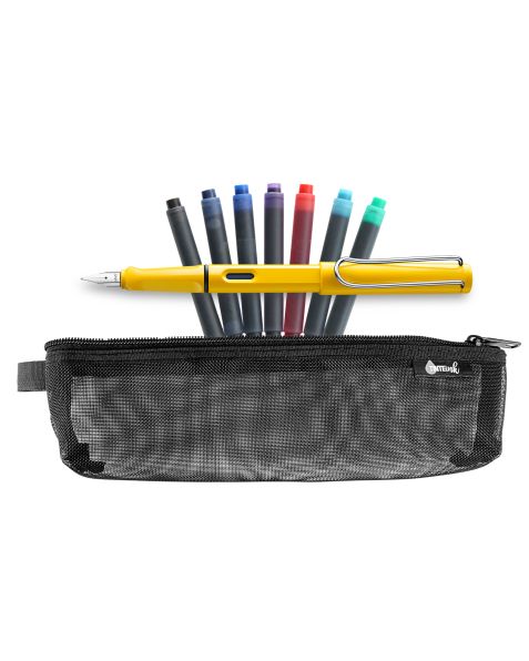 LAMY Back to School Kit - Fountain Pen with Assorted Refills & Pencil Case (Choose Colour)-Yellow